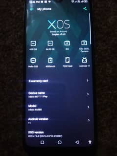 Infinix Hot 11 home use argent sail. mob 03015460386