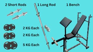Full Home Gym Kit + Bench + Dumbbells + Rods