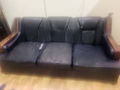 Black leather sofa