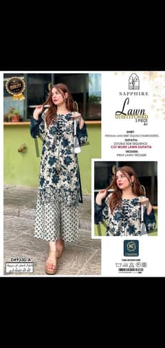 ladies unstiched printed premium lawn embroidery suit