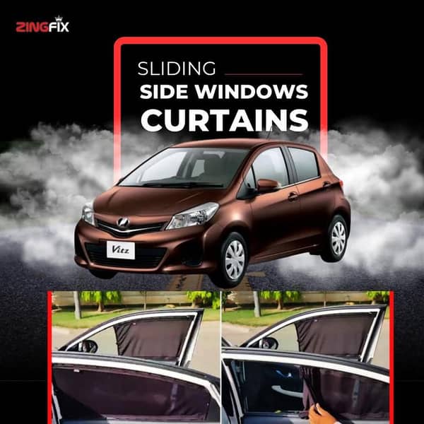 Zingfix Sliding Side Window Curtains for Toyota Vitz (2011-2016) – UV Protection & Privacy Shades