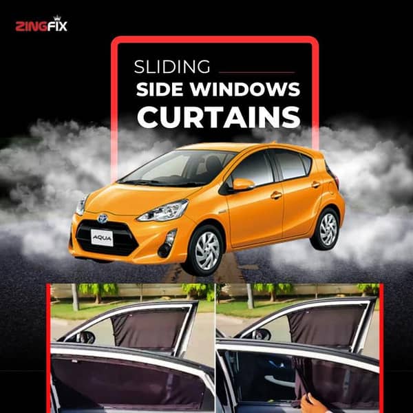 Zingfix Toyota Aqua (2012-2020) Sliding Side Window Curtains – Protects Against UV Rays and Ensures Privacy