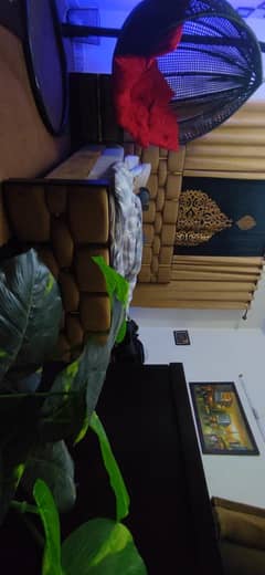 Valvet and Brass King Size Bed Set For Sale in B17 Islamabad