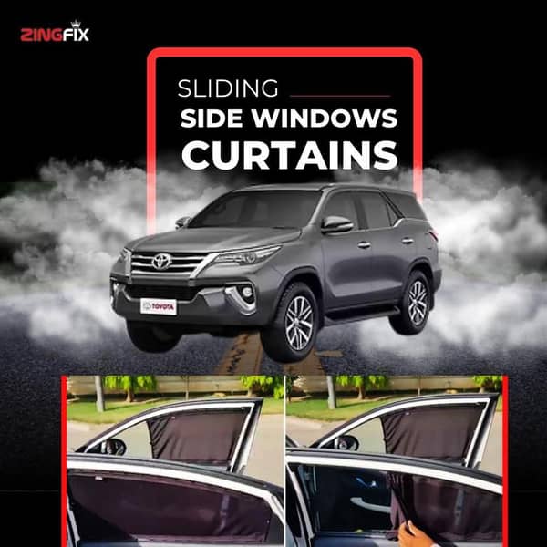 Zingfix Side Window Curtains for Toyota Fortuner (2016-2022) – Shields Against UV Rays and Ensures Privacy