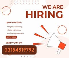 we are hiring staff for office work and online marketing