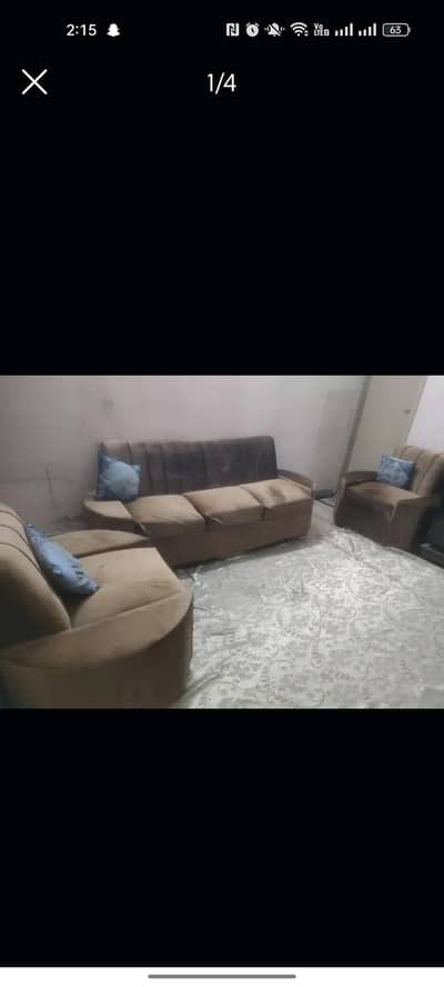 5 seater sofa set valvet brownish golden