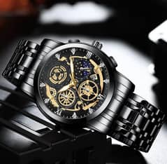 BLACK  METAL STRAP WATCH⌚
