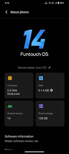 vivo y22 8by10 condition no open no repair no fault