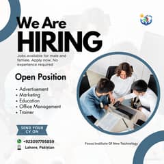 Jobs Available For Male And Female In Lahore