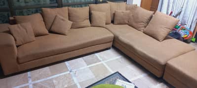 camel color L shaped sofa