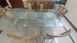 6 seater glass top dining table