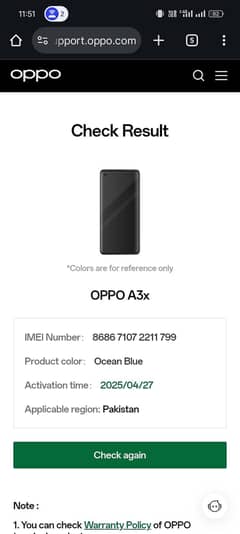 Oppo A3x 128Gb rom 4gb ram only 1.5 months use Full box