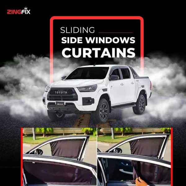Zingfix Sliding Side Window Curtains for Toyota Revo (2016-2023) – Protects from UV Rays and Ensures Privacy