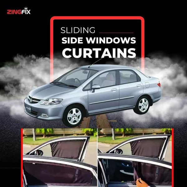 Zingfix Sliding Side Window Curtains for Honda City (2003-2008) – Shades for UV Protection and Privacy