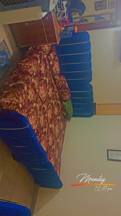 Double Bed Wooden With Velvet Poshish
