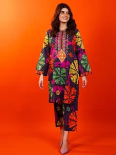3 pcs woman's unstitched digital print suit