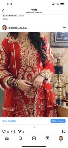 3pcs RED Gharara gota work