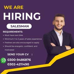 Salesman - Male Jobs - Staff required - Job