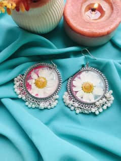 Resin Jhumka Daises Preserved