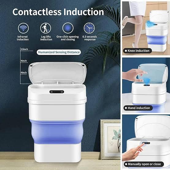 Smart Sensor Folding Trash Can Dustbin 0