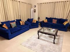 Sofa set blue 6 seats