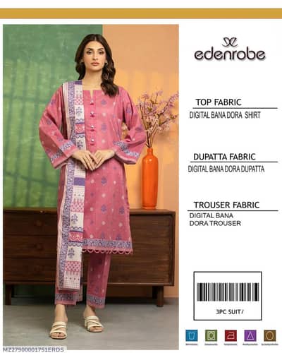 3 Pcs Women Unstitched Digital Print suit