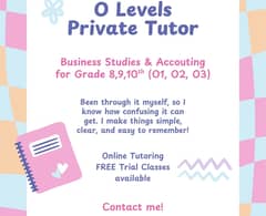 O Levels Private Tution for Accounting & Business Studies