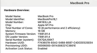 MacBook M1 Pro, 16-inch, 2021, Space Gray