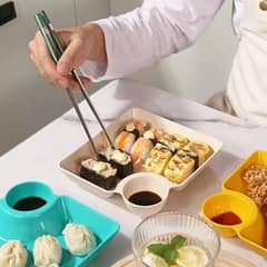 Large Dumpling Plate with Vinegar Space Square Shape