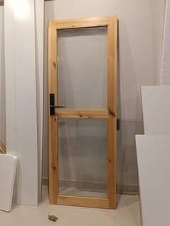 Door with wooden frame and glas panel Karachi