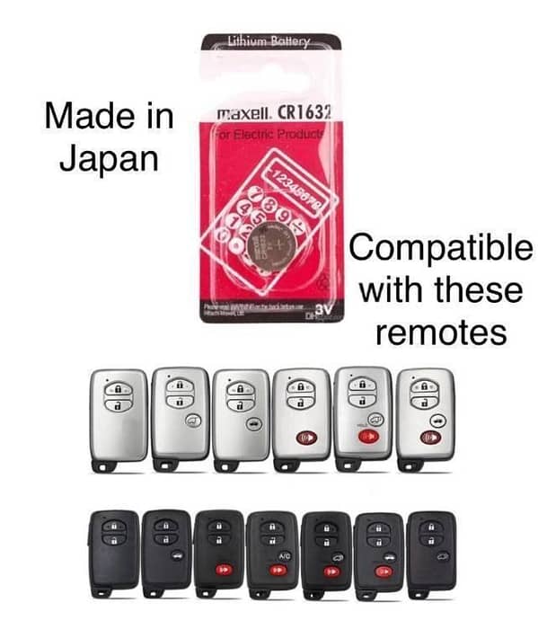 Maxell 1632 Battery for Toyota Remote Keys - Japan Made