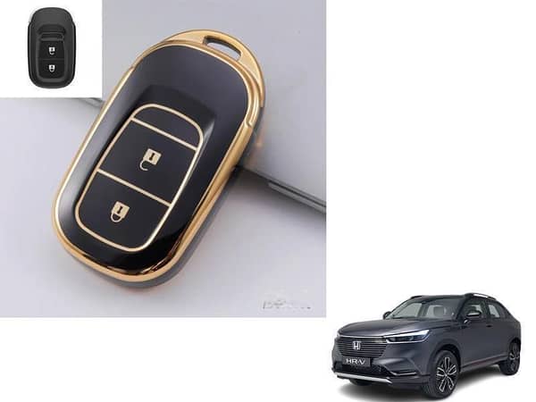 TPU Key Cover for Honda HR-V 2022-2023 in Black and Gold