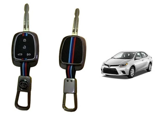 Toyota Corolla GLi & Altis 2014-2024 Metal And Sillicone Key Cover With Keychain