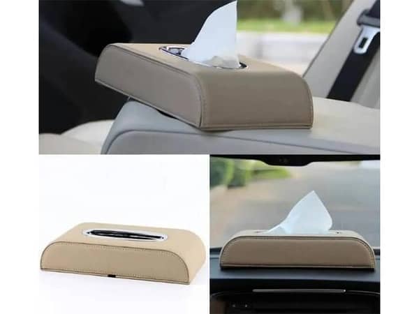 Beige Universal Car Tissue Box