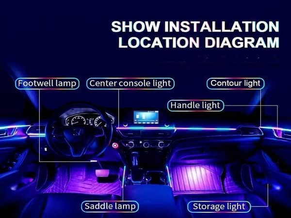 18-in-1 Car Interior Ambient Lighting with App Control