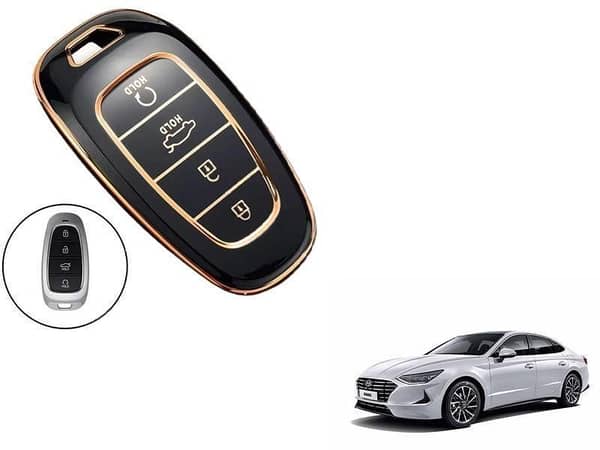Black and Gold TPU Key Cover for Hyundai Sonata 2021-2023