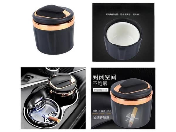 Ceramic Interior Universal Car Ashtray with LED Light