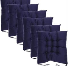 New Chair Cushion with straps Blue Colour - 6 Pcs