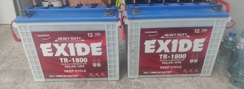 Exide Tall Tabular Battery 12 v, TR-1800 185 Deep Cycle (Qty 02)