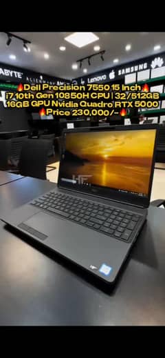 Dell Precision 7550 i7 10th 15 Inch 16GB GPU 32GB 512GB | Used Laptops