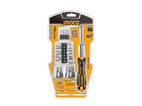 Ingco HKSDB0248 24-Piece Screwdriver Set with Bits and Ratchet Handle
