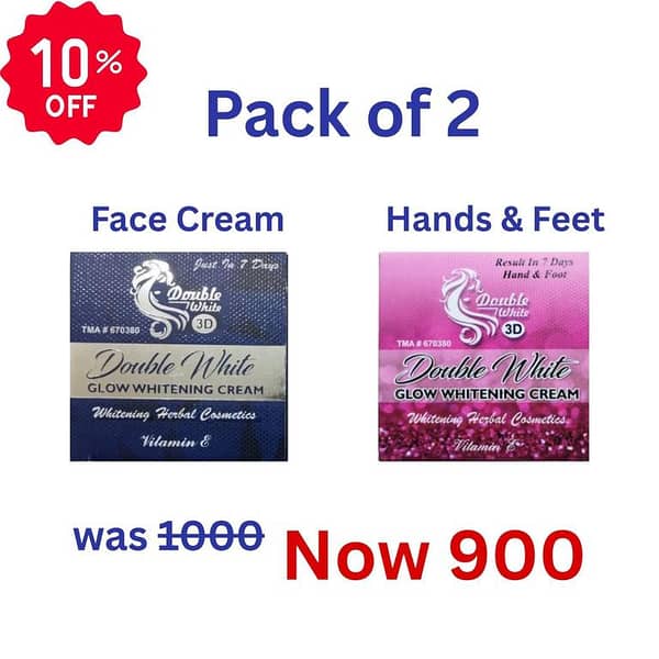 Double White Face Cream and Hands & Feet Whitening Cream Set - 2-Pack for Skin Brightening in Pakistan