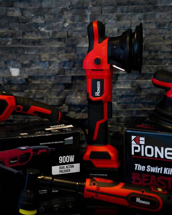 KE Pioneer 15mm Cordless Dual Action Polisher, 5-inch with Battery, Charger, and 3 Foam Pads