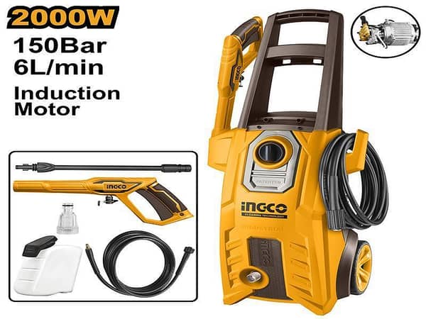 INGCO HPWR20008 High Pressure Washer with 2000W Motor and 150Bar Maximum Pressure