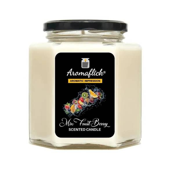 Mix Fruit Berry Scented Candle in Hexagonal Jar – Vibrant & Fruity Aroma