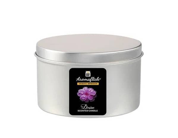 AROMAFLICK Desire Custom Scented Candle in Silver Tin Container