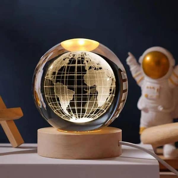 USB LED Night Light Galaxy Saturn Moon Creative Crystal Ball Mood Light Bedroom Home Decor Table Lamp for Children