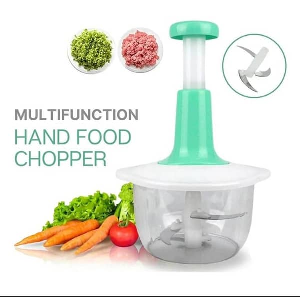 1500ML Manual Chopper, Mincer, Mixer, and Blender with 3 Stainless Steel Blades for Chopping Garlic and More