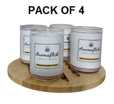 Set of 4 Personalized Scented Glass Candles with Various Fragrances