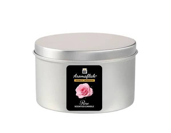 Rose Scented Candle in Silver Tin – Soft & Elegant